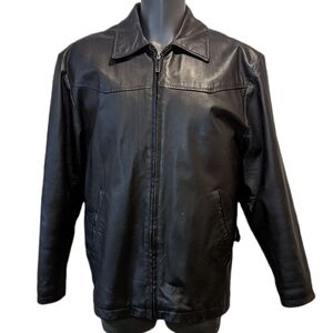 Vintage 𝅺90's Pelle Cuir Black Leather Jacket Medium